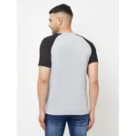 Men's Casual Colorblock Polyester Round Neck T-shirt (Grey)