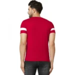 Men's Casual Solid Cotton Blend Round Neck T-shirt (Red)