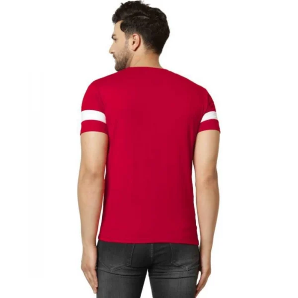 Men's Casual Solid Cotton Blend Round Neck T-shirt (Red)
