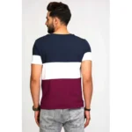 Men's Casual Colorblock Polyester Round Neck T-shirt (Multicolor)