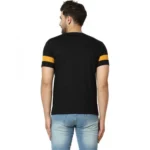Men's Casual Solid Cotton Blend Round Neck T-shirt (Black)