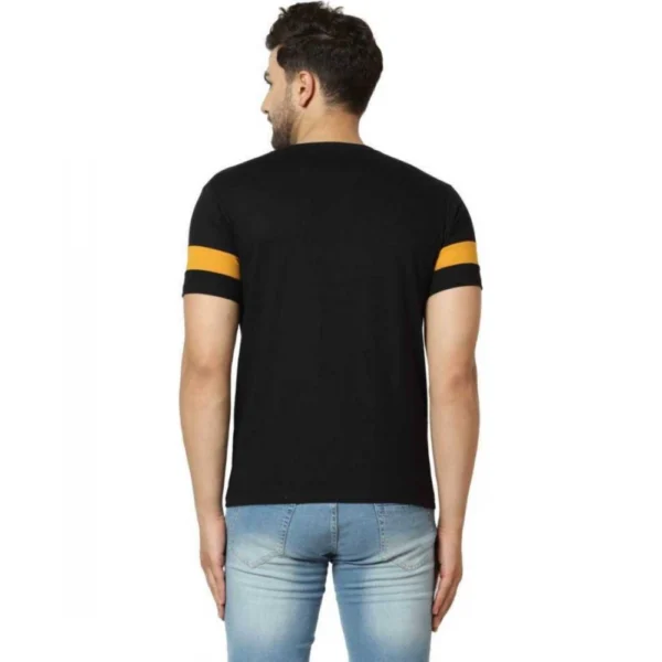 Men's Casual Solid Cotton Blend Round Neck T-shirt (Black)