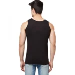 Men's Casual Colorblock Cotton Blend Round Neck Cut Sleeve T-shirt (Black)