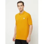 Men's Casual Solid Cotton Blend Polo Neck T-shirt (Yellow)