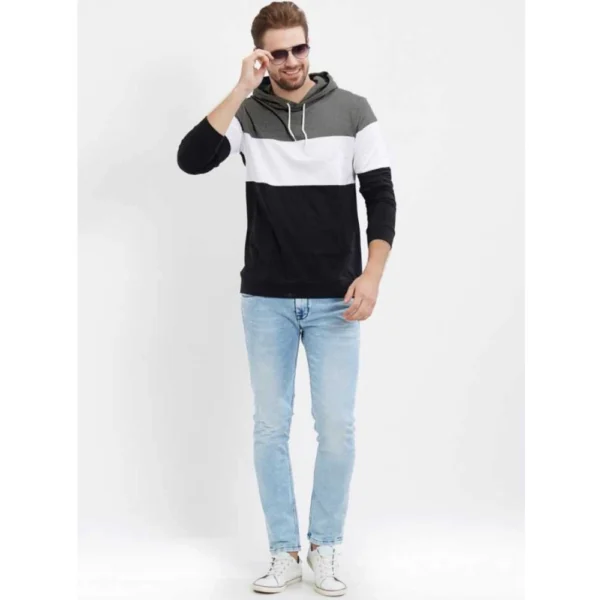 Men's Casual Colorblock Cotton Blend Hooded Neck T-shirt (Multicolor)