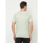 Men's Casual Colorblock Polyester Round Neck T-shirt (Beige)