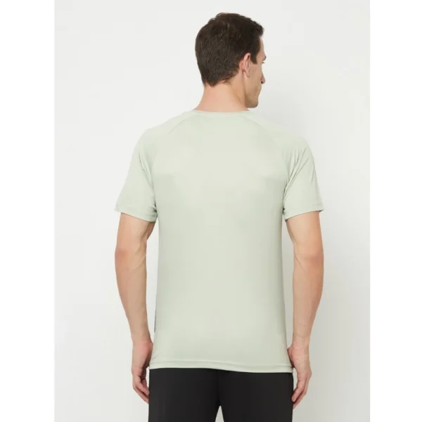 Men's Casual Colorblock Polyester Round Neck T-shirt (Beige)