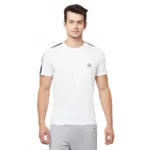 Men's Casual Solid Polyester Round Neck T-shirt (White)