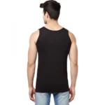 Men's Casual Colorblock Cotton Blend Round Neck Cut Sleeve T-shirt (Black)