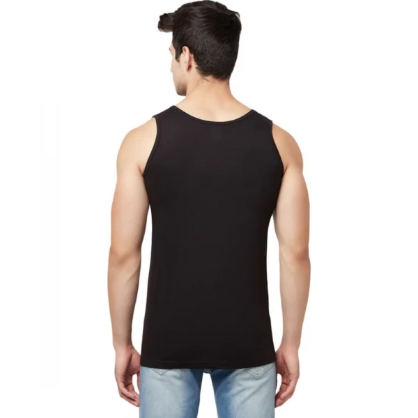 Men's Casual Colorblock Cotton Blend Round Neck Cut Sleeve T-shirt (Black)