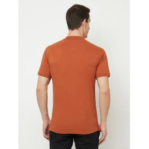 Men's Casual Solid Cotton Blend Polo Neck T-shirt (Orange)