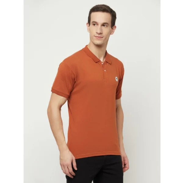 Men's Casual Solid Cotton Blend Polo Neck T-shirt (Orange)