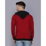 Men's Casual Solid Cotton Blend Hooded Neck T-shirt (Maroon)