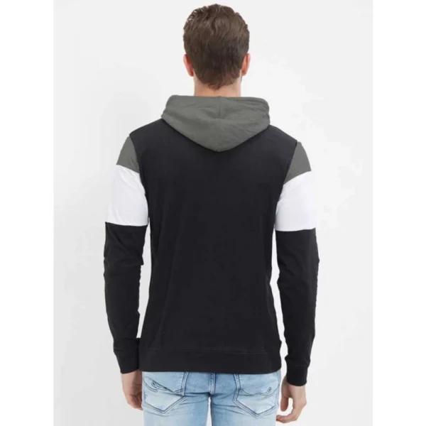 Men's Casual Colorblock Cotton Blend Hooded Neck T-shirt (Multicolor)