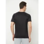 Men's Casual Colorblock Polyester Round Neck T-shirt (Black)