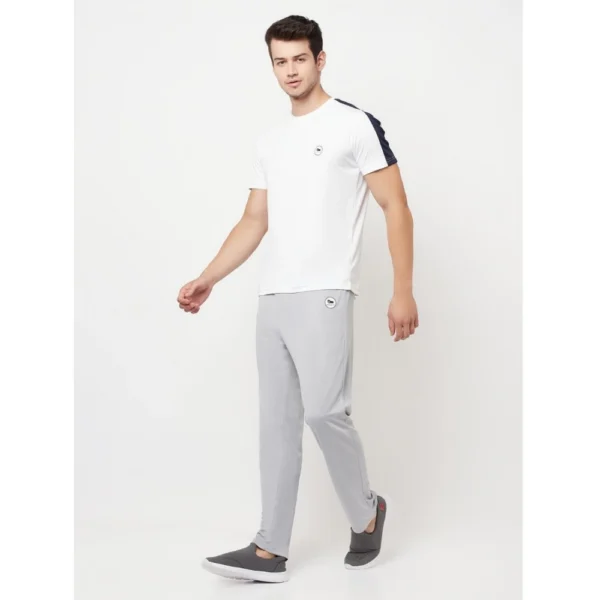 Men's Casual Solid Polyester Round Neck T-shirt (White)