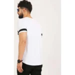 Men's Casual Solid Cotton Blend Round Neck T-shirt (White)