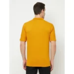 Men's Casual Solid Cotton Blend Polo Neck T-shirt (Yellow)