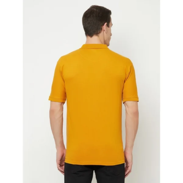 Men's Casual Solid Cotton Blend Polo Neck T-shirt (Yellow)