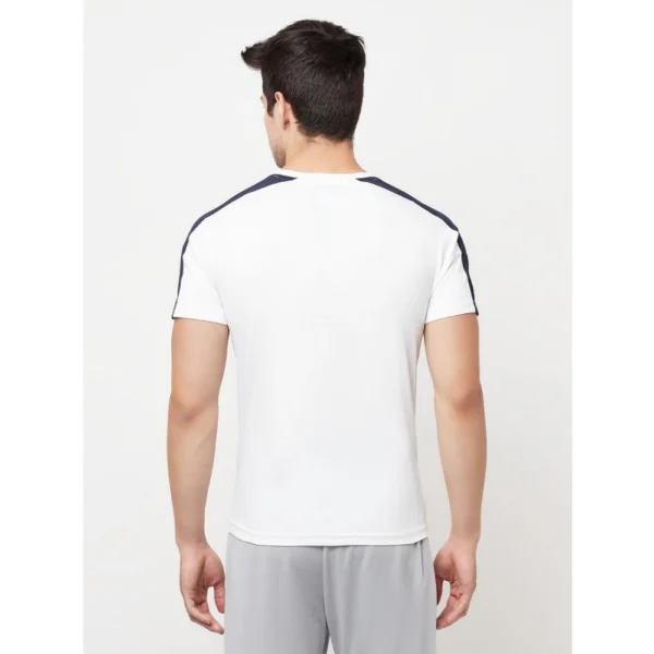 Men's Casual Solid Polyester Round Neck T-shirt (White)