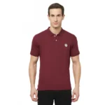 Men's Casual Solid Cotton Blend Polo Neck T-shirt (Maroon)