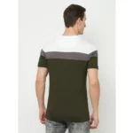 Men's Casual Colorblock Cotton Blend Round Neck T-shirt (Multicolor)