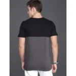 Men's Casual Colorblock Cotton Blend Round Neck T-shirt (Black & Grey)
