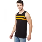 Men's Casual Colorblock Cotton Blend Round Neck Cut Sleeve T-shirt (Black)