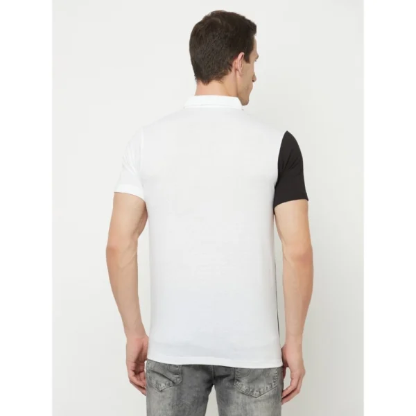 Men's Casual Colorblock Cotton Blend Collared Neck T-shirt (Multicolor)