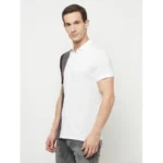 Men's Casual Colorblock Cotton Blend Collared Neck T-shirt (Multicolor)