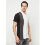 Men's Casual Colorblock Cotton Blend Collared Neck T-shirt (Multicolor)