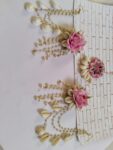 Rainvas rose floral earrings mangtika set in white pink with chain