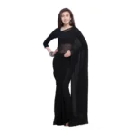 Women's Dyed Saree(Black,5-6 Mtrs)