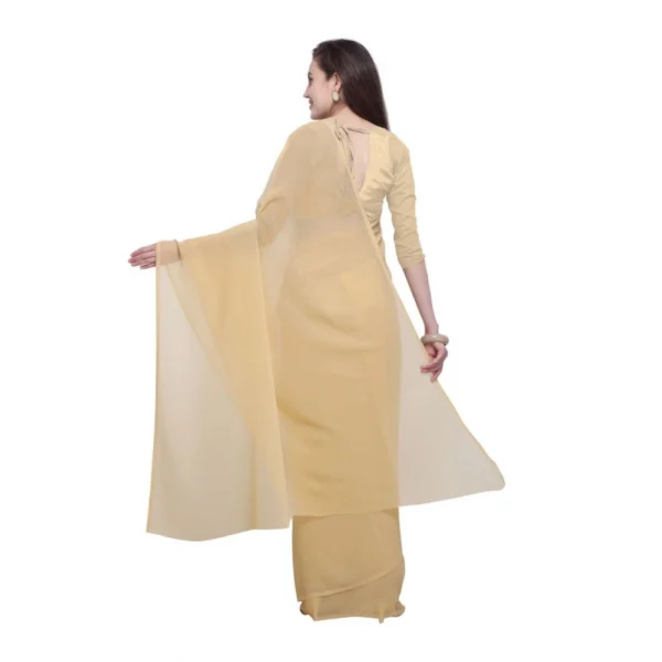 Women's Dyed Saree(Cream,5-6 Mtrs)
