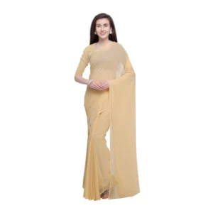 Women's Dyed Saree(Cream,5-6 Mtrs)