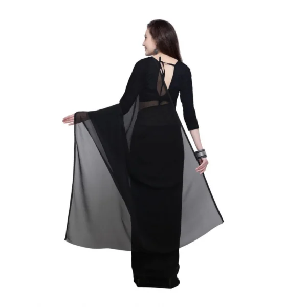 Women's Dyed Saree(Black,5-6 Mtrs)