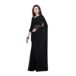 Women's Dyed Saree(Black,5-6 Mtrs)