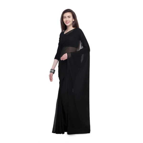 Women's Dyed Saree(Black,5-6 Mtrs)
