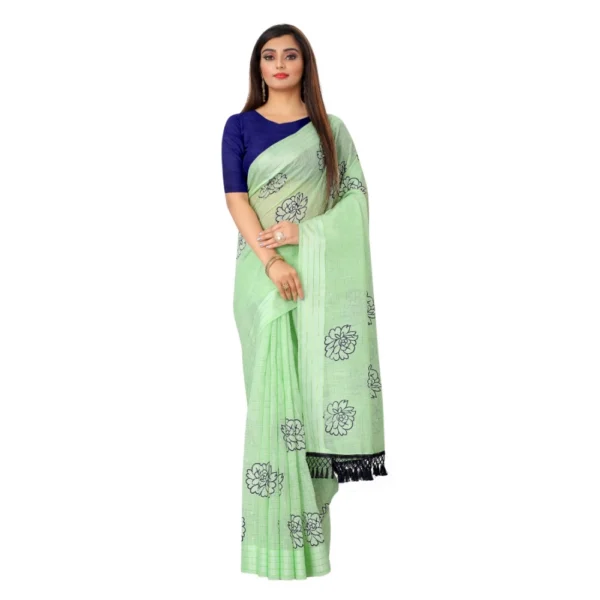 Women's Cotton Saree (Mehdi,5-6Mtrs)
