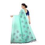 Women's Cotton Saree (Sea Green,5-6Mtrs)