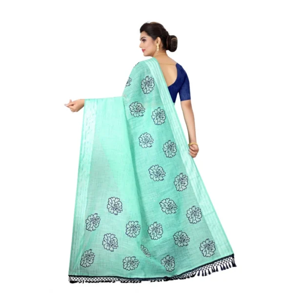 Women's Cotton Saree (Sea Green,5-6Mtrs)