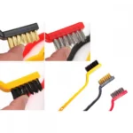 Pack Of_3 Mini Wire Brush Set (Brass, Nylon, Stainless Steel Bristles)3 Pcs Set (Color: Assorted)