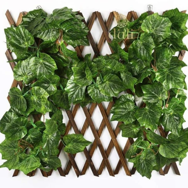 Pack Of 5 Silk Polyester Artificial Grape Leaf Vine Hanging Garland Foliage Flowers Leaf Plants For Wall Decoration (Color: Green,Length: 15 Feet)