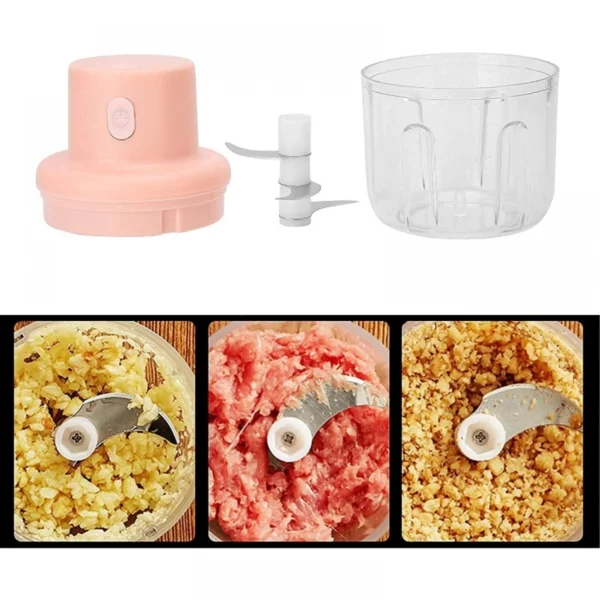 Mini Garlic Chopper 250ML, Portable Mini Food Chopper with USB Charging (Color: Assorted)