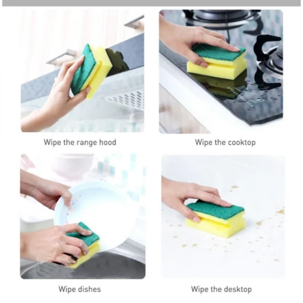 Generic Pack Of 2_(2 Pieces Set)_Scrub Sponge 2 in 1 PAD for Kitchen, Sink, Bathroom Cleaning Scrubber (Color: Assorted)