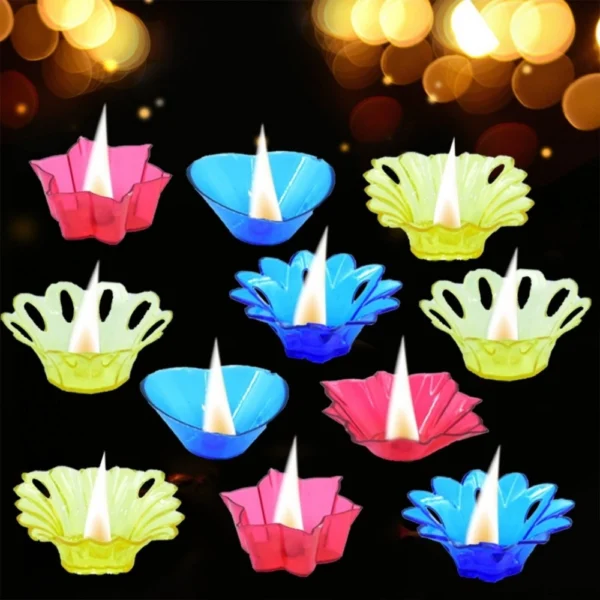 Pack Of 3_(12 Pieces Set)_Multi Shape Plastic Candle Cup (Color: Assorted)