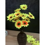 Artificial Flowers Bunch Bouquet Of 12 Sunflowers For Home Decoration (Color: Yellow, Material: Silk Polyester)