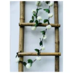 Generic Artificial White Chrysanthemum Dahlia Flower Vine Creeper With Big Green Leaves For Home Decoraton (Color: White, Material: Silk Polyester)