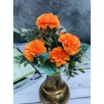 Artificial Flowers Bunch Bouquet Of 5 Marigold Genda Flowers For Home Decoration (Color: Yellow, Material: Silk Polyester)