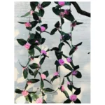Artificial Light Pink Marigold Genda Flower Vine Creepe With Big Green Leaves For Home Decoration (Color: LightPink, Material: Silk Polyester)